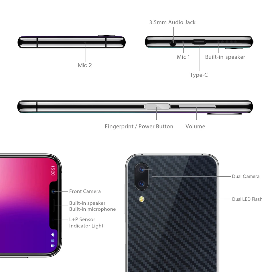 Umidigi One Pro смартфон с 5 9 дюймовым дисплеем восьмиядерным процессором Helio P23 ОЗУ 4 Гб
