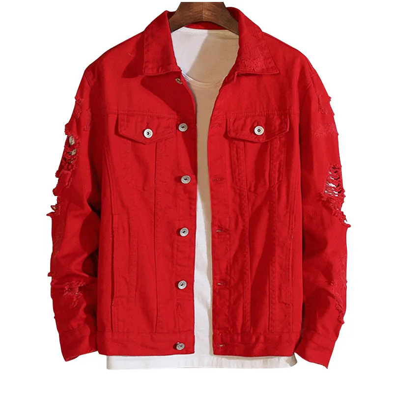 Very best  Plus Size Loose Ripped Black Denim Jacket Women 4Xl 5Xl Spring Streetwear Pink Red Basic Lover'S Je