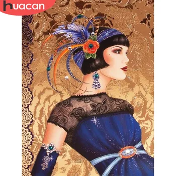 

HUACAN 5d Diamond Painting Full Square Woman Painting With Diamonds Embroidery Beauty Christmas Decorations For Home