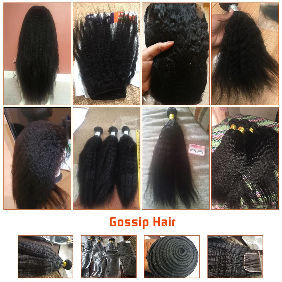 Kinky Straight Peruvian Hair Bundles With Closure Pre Plucked With Baby Hair Human Hair Gossip Closure With Bundles Remy Hair (5)