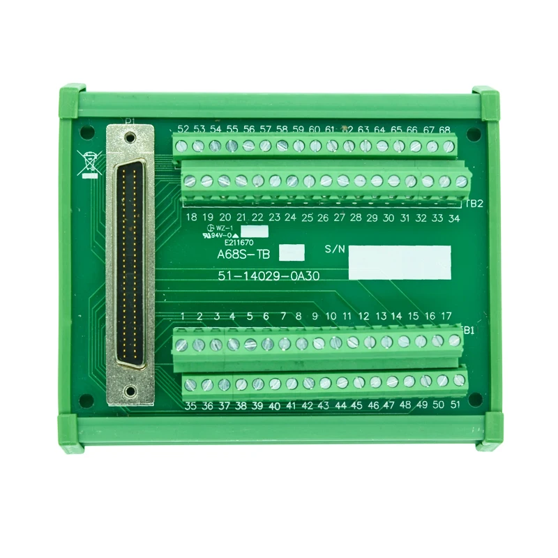 68 pin 0.05" Mini D Ribbon/MDR Female Breakout Board, SCSI68, Terminal
