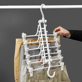 

Multi-function Double Hook Pants Rack Adjustable Rotating Folding Multi-layer Hanger Storage Artifact Clothing Support