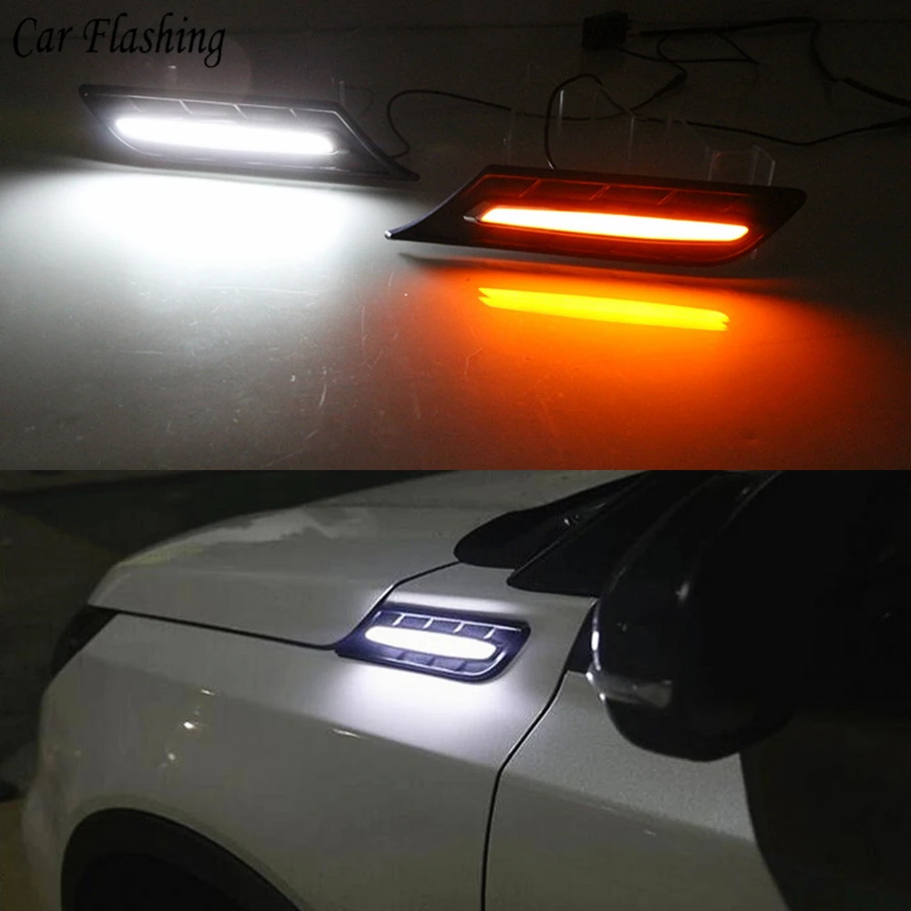 1Pair Car Fender Light LED Daytime Running Light With Turn Signal Lamp