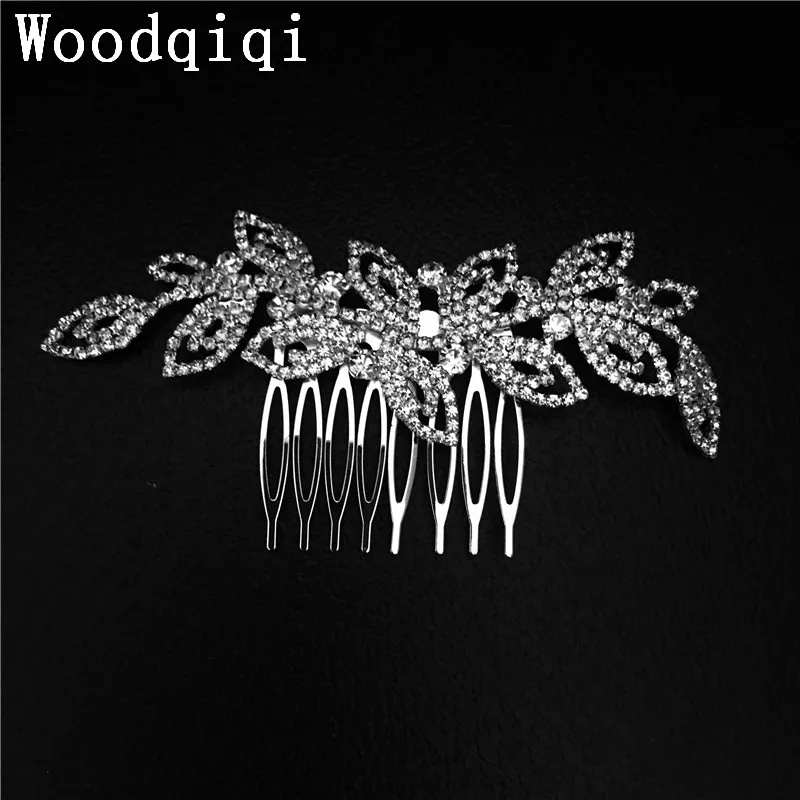 

Woodqiqi Leaf Shape Bridal Hair Combs Crystal Hair Jewelry