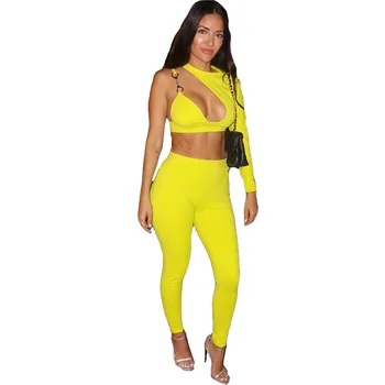 

2019 Sexy Women Club Two Piece Set Crop Top And Long Pants Bodycon Matching Sets Sexy Club Summer Two Piece Outfits
