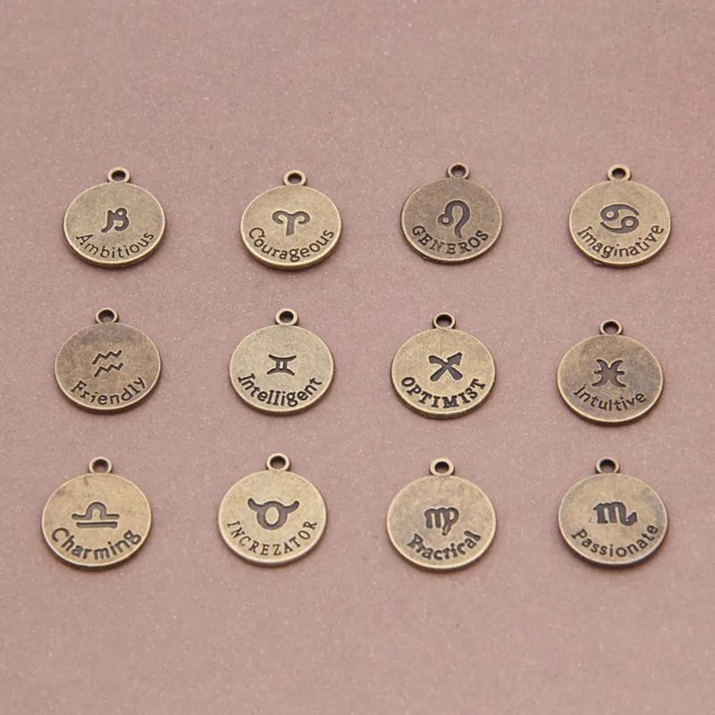 Buy 12pcs/set Antique Bronze 12 Zodiac Sign Charms