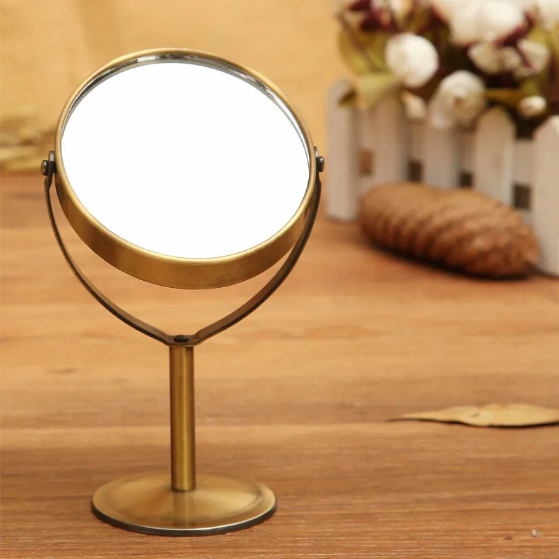 Jollity серебро настольное косметическое зеркало 2-лицевая сторона с зеркальной металлической пряжкой 2X Двусторонняя косметический 1:2 увеличительное Функция Стекло косметическое зеркало - Цвет: Round Bronze