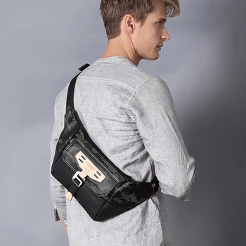 

2019 KAKA Brand Design Men Waterproof Oxford Waist Bag Fashion Casual Chest Packs Camouflage Black for Ipad Mini Functional Bags