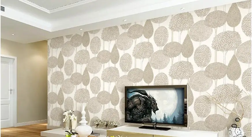 Waliicorners Modern minimalist embossed forest non-woven wallpaper 3D flocking Scandinavian hot forest bedroom video wallpaper 25 QQ20180411234116