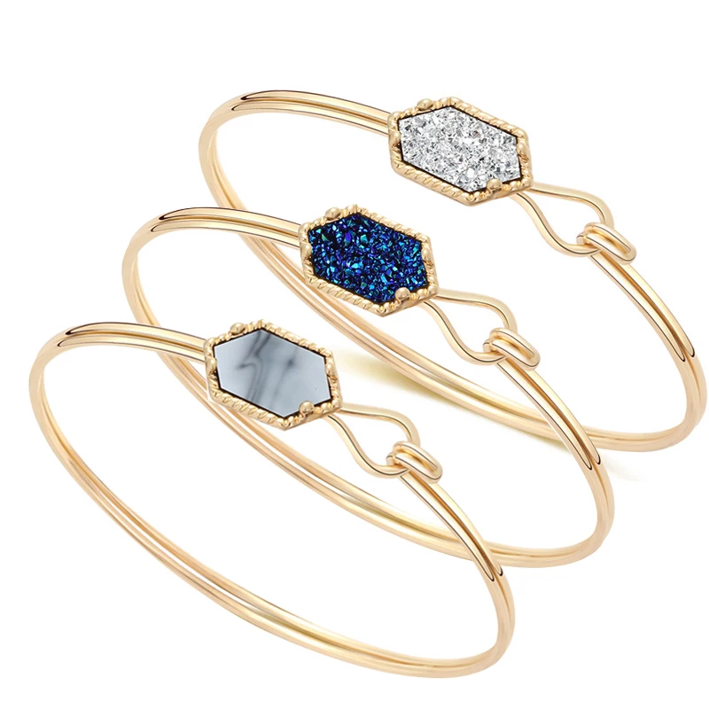 

Hesiod Fashion Gold Silver Stainless Steel Crystal Stone Geomatric Bracelets & Bangles Wedding Bangle Jewelry for Women