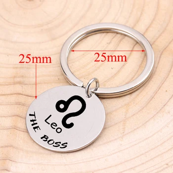 

12 Styles constellations Features Engraved Keychain Round Shape 3 Colors For Couple Friends Family Charm Keyring Bag Charm 1 pcs