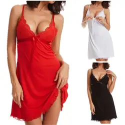 Кружевное Ночное платье с бантом, женская сексуальная ночная рубашка с v-образным вырезом, шелковые ночные рубашки, атласная ночная рубашка