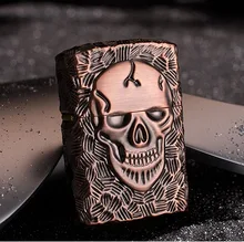 

Copper Helmet Thicken Kerosene Outdoor Windproof Metal Lighter Advanced Gift Lighter Skull Pattern Lighter
