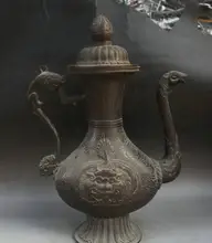 Details about  13″ Marked Chinese Palace Bronze Dragon Beast Head Handle Spout Tea Pot Flagon
