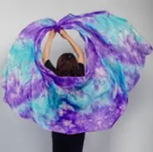 Живота танцевальный шарф Вуаль шаль шелк Tie Dye цвета большой размеры для женщин 250 см 270 распродажа - Цвет: as picture