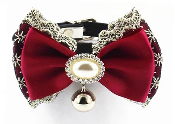 

10pcs pet dog cat fashion PU leather collar doggy lovely bowknot collars puppy necklace dogs cats neckties pets products S M