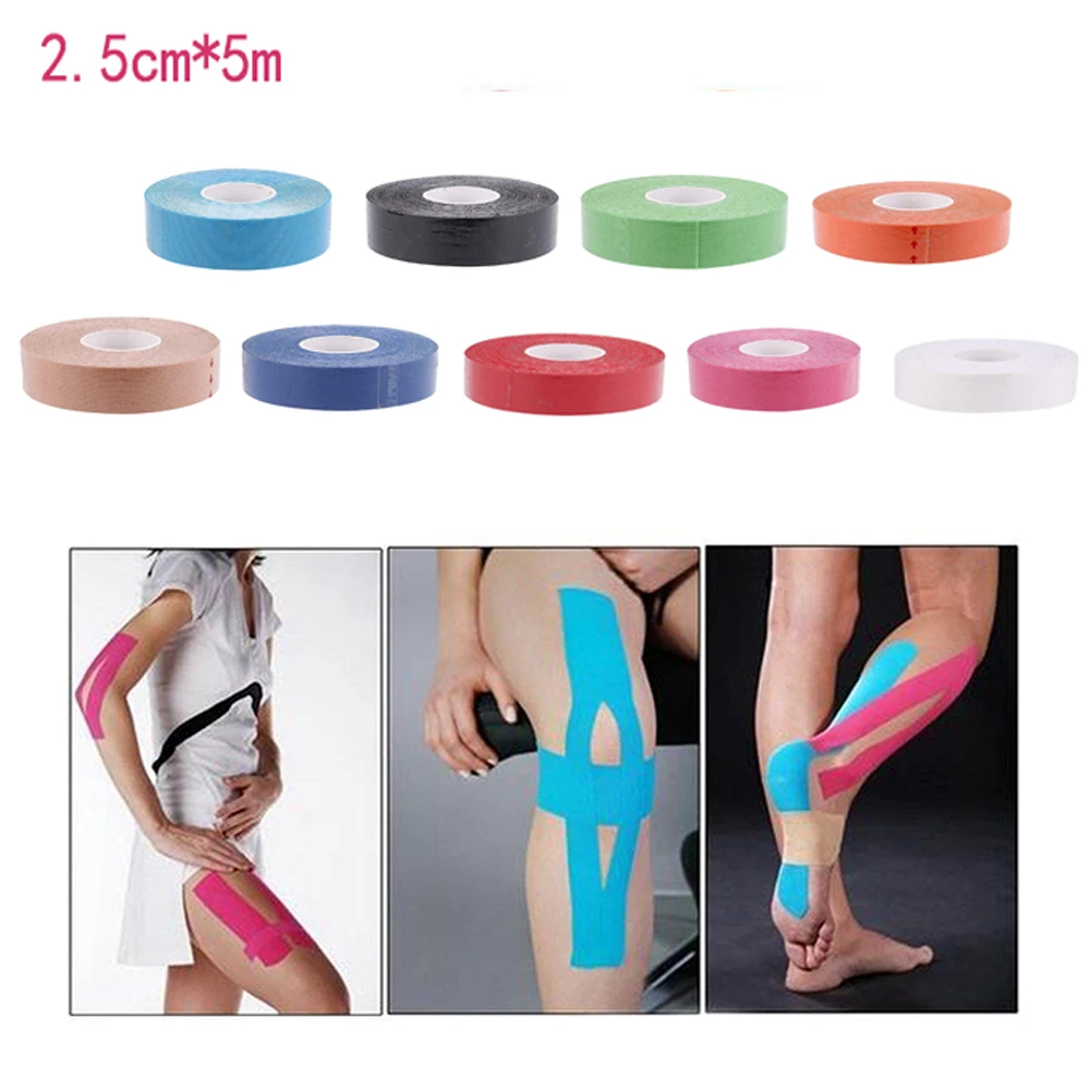 One Roll/5M Elastic Kinesiology Sports Tape Muscle Pain Care Therapeutic 2.5/5cm 
