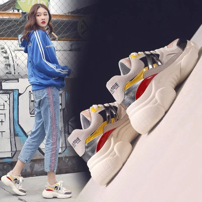 

Dumoo 2019 Spring Sneakers Shoes Women Fashion Casual Heel 4cm Platform Ladies Running Shoes Female Zapatillas Mujer Trainers