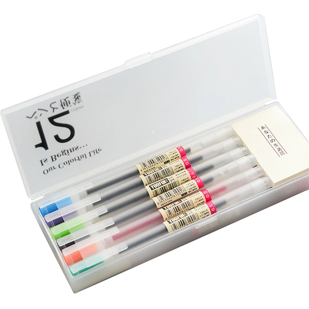 

12 Colored Gel Ink Ballpoint 0.5mm Fine Point Painting Pens Pencil Case Sticky Note Pad Combo the Office School Stationery Set