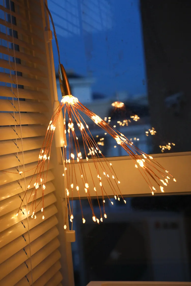 Christmas light outdoor indoor decoration Hanging firework lights LED Copper silver string Fairy Light new year home decorations