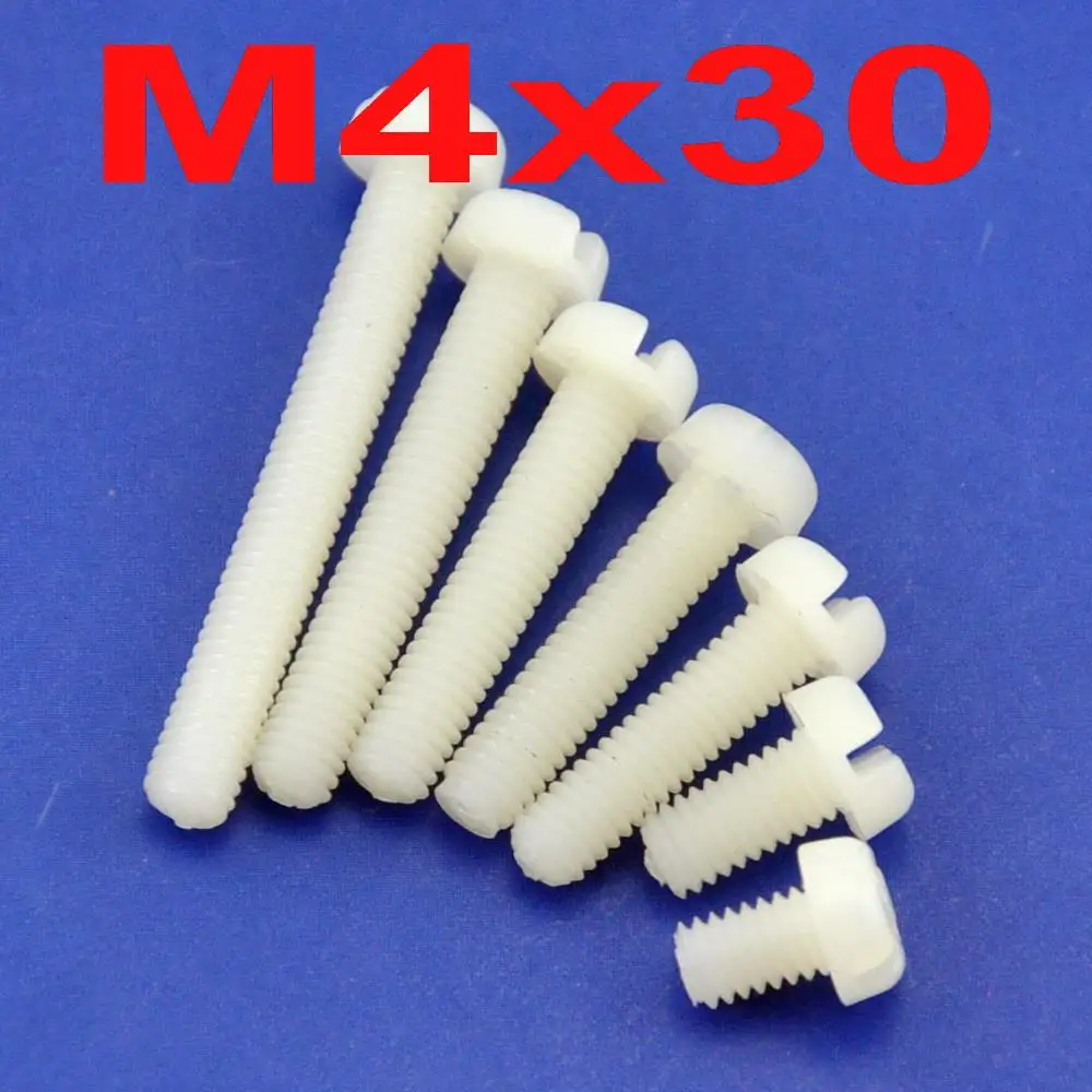 ( 10 pcs/lot ) Metric M4 x 30mm Nylon Phillips/Slot Pan-Header Screw.