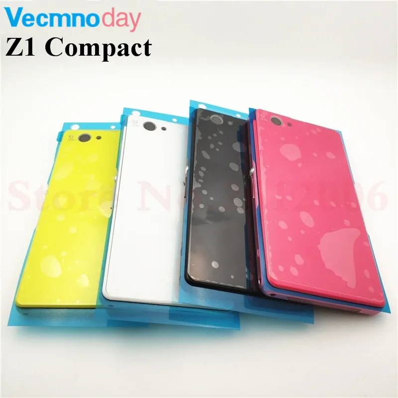 

Original Front Middle Frame Port Plug Cover Back Glass Battery Cover For Sony Xperia Z1 Compact mini D5503 M51W Full Housing