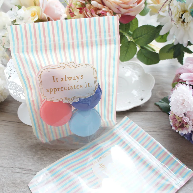 18.2*13.3*6cm 50pcs zipper bag blue pink Striped design for Cookie Snacks Chocolate Gift party Decoration Plastic Packaging | Дом и сад
