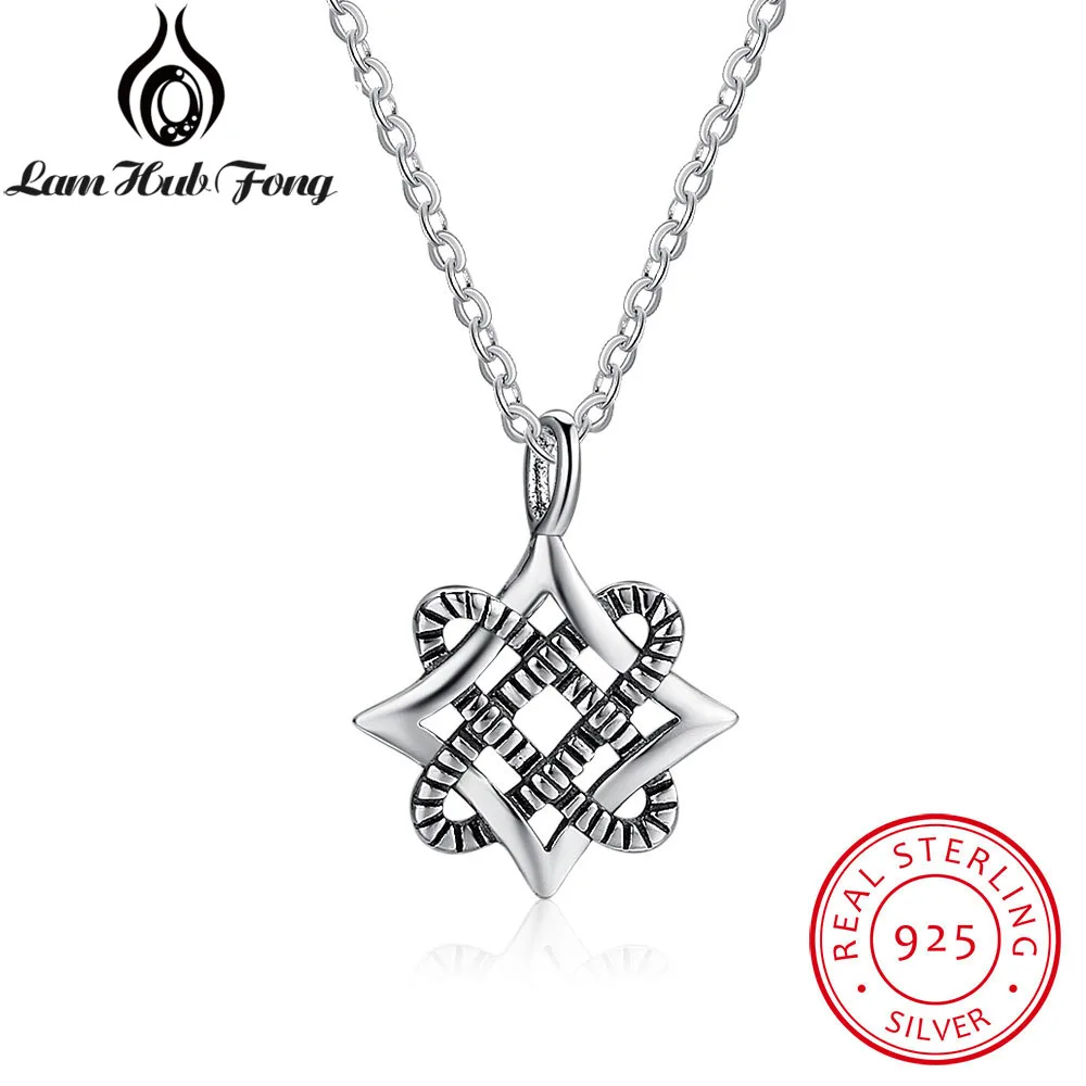 

Vintage Braided Design Necklaces For Women 925 Sterling Silver Pendant Necklace Trendy Retro Jewelry (Lam Hub Fong NE102027)