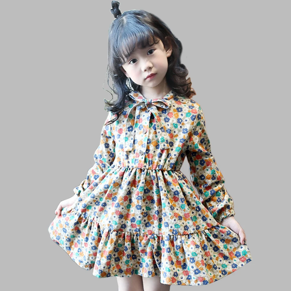 

Girls Dress Autumn Spring Full Length Girls Party Princess Dress Floral Kids Clothes For Girls 6 8 10 12 Year Girls Dress