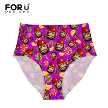 FORUDESIGNS/танкини, купальники, женские шорты для плавания, мультяшный Забавный принт обезьяны, сексуальный Бразильский бикини, плавки, стринги, купальник