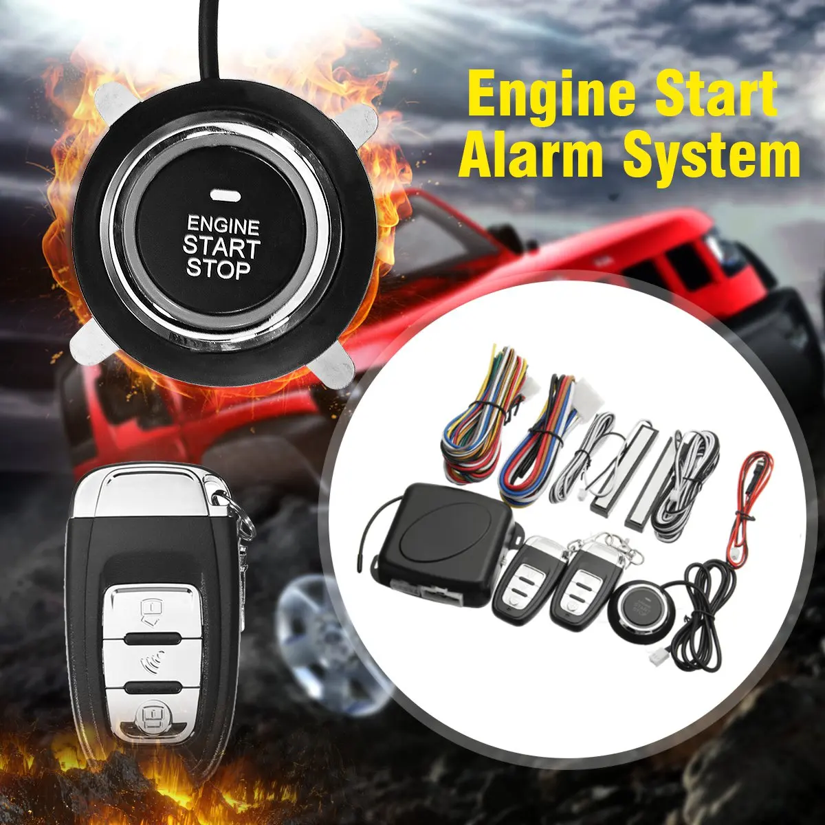 

Brand New 9Pcs Car SUV Keyless Entry Engine Start Alarm System Push Button Remote Starter Stop Auto