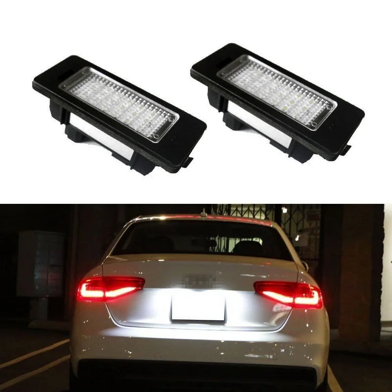 

2 White Error Free 24 LED License Plate Light Lamp For PASSAT B8 Led for Audi A4 B8 Led license A5 S5 TT Q5 PASSAT R36 8T0943021