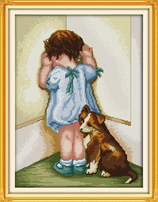 Joy Sunday R369R370R379R382R383 подсчитанный и отпечатанный домашний Декор Девушка собака