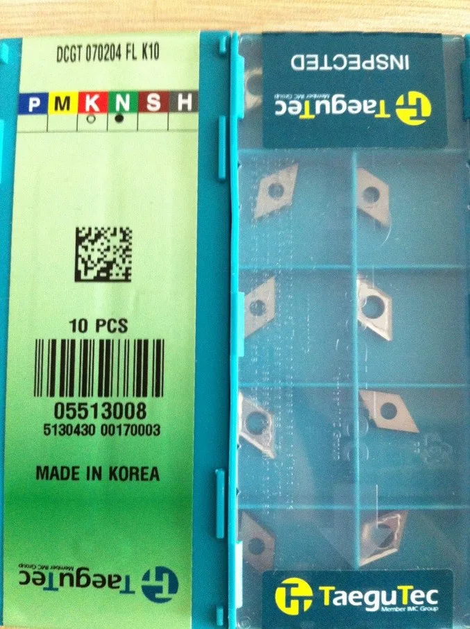 Korea Taegutec DCGT 070204 FL K10 carbide turning insert DCGT070204FL