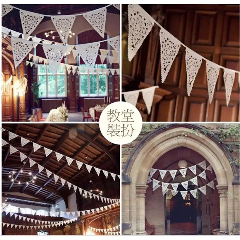 Wedding Decor Banners Handmade Lace Pennant Party Decoration Banners