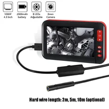 F200 2/5/10M промышленная камера-эндоскоп с 4,3 дюймов 1080P HD Экран Эндоскопы 8 регулируемый светодиодный Перезаряжаемые литиевая батарея