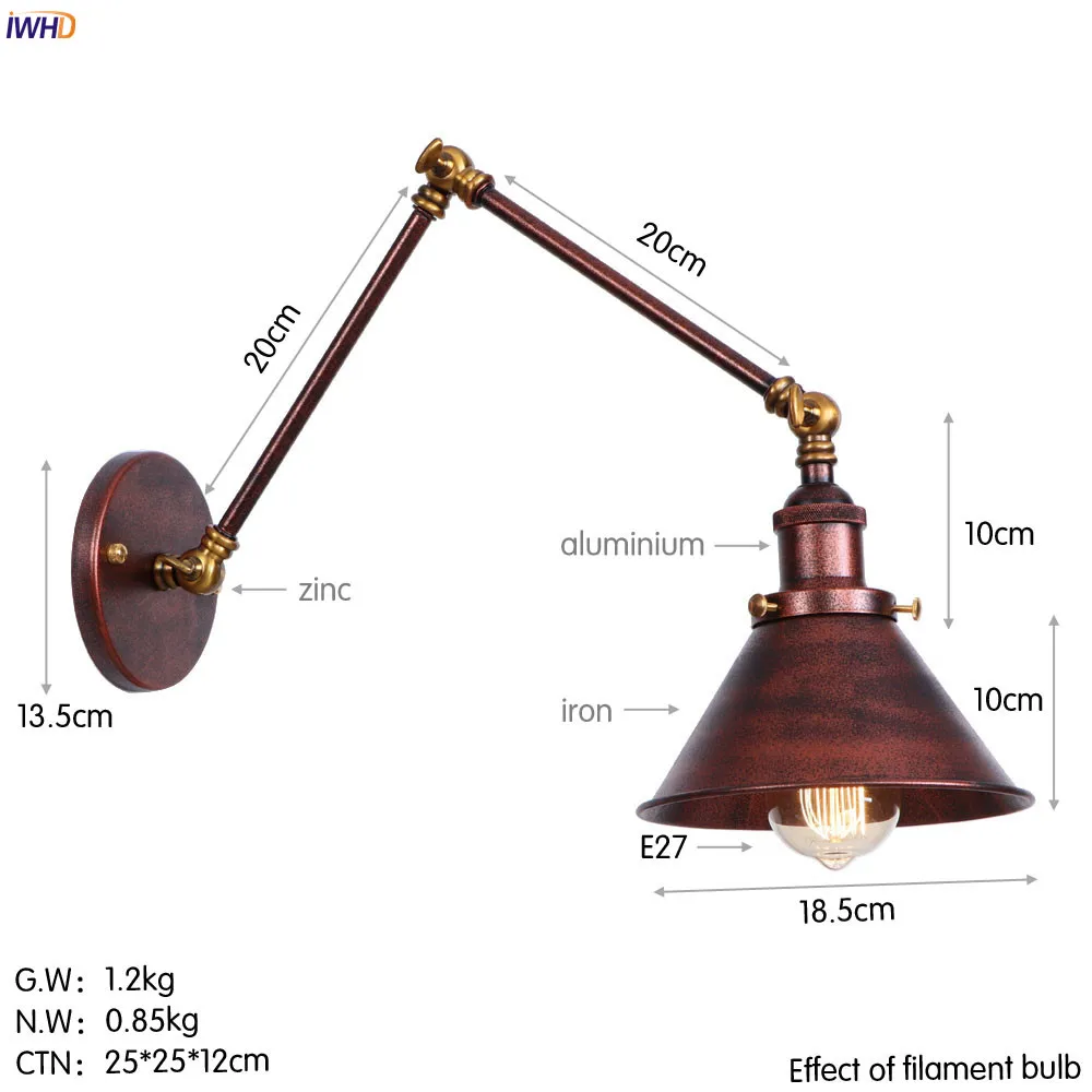 retro loft industrial preto arandela luzes