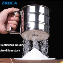 Полуавтоматическое ручное сито для муки из нержавеющей стали, какао-порошок, сито, сито из сахарной сетки, инструменты для выпечки Посуда для тортов