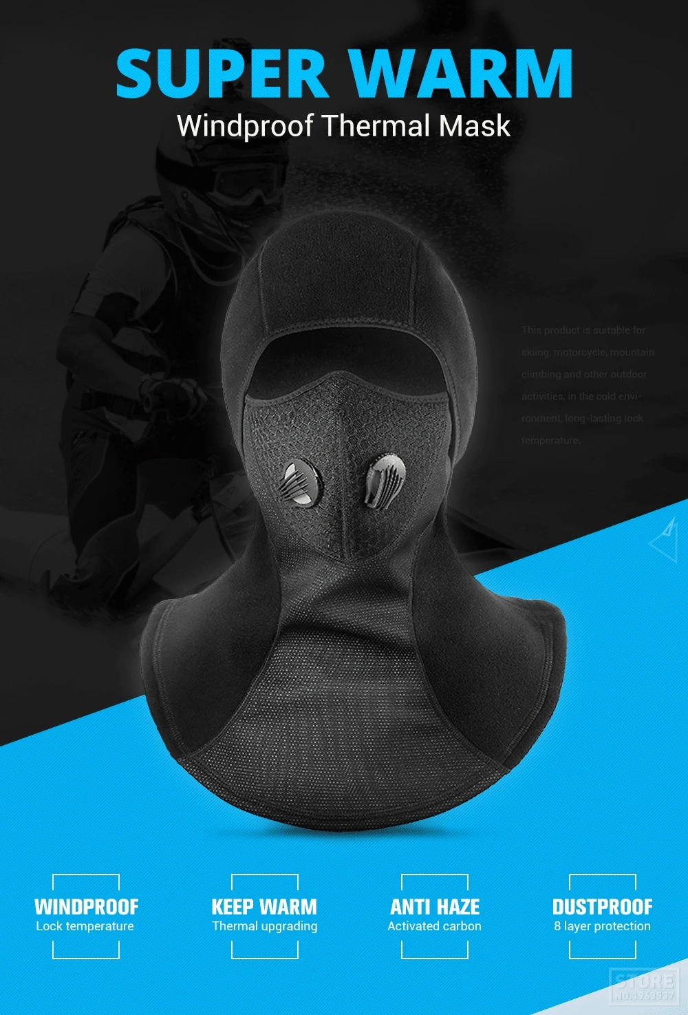 Водонепроницаемая Лыжная маска для лица мотоциклетная маска термальная ...