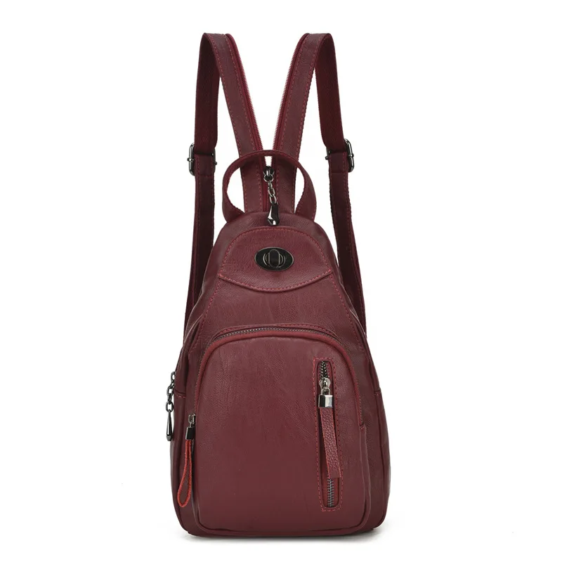 

High Quality Korean Women Backpack High Quality Soft Leather Black School Bag For Teenagers Girls Top-handle Backpack Travel Bag