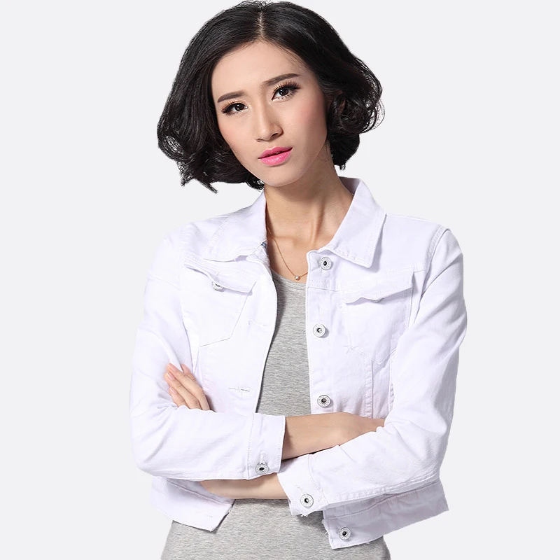 Женская джинсовая куртка белая черная с отложным воротником|denim jacket women|jacket womendown