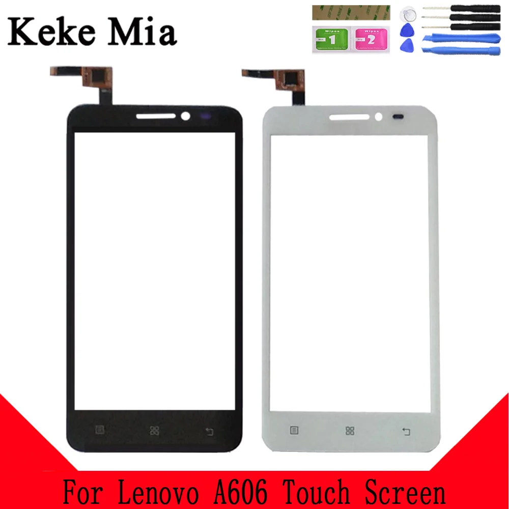 Keke Миа 5," A606 сенсорный экран для lenovo A606 Сенсорное стекло Переднее стекло дигитайзер панель сенсор Бесплатный клей+ салфетки
