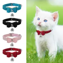 Милый маленький щенок кошка ошейники бархатный бант котенок кошка воротник бант ожерелье с колокольчиком для собак кошек Чихуахуа