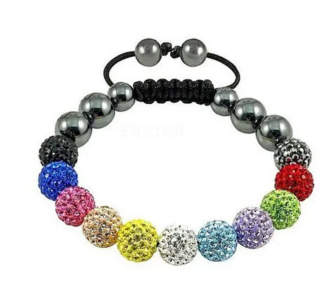 

Free shipping! Hot good style osn Best Multicolor 10mm Micro Pave Disco Ball Bead Bracelet women crystal