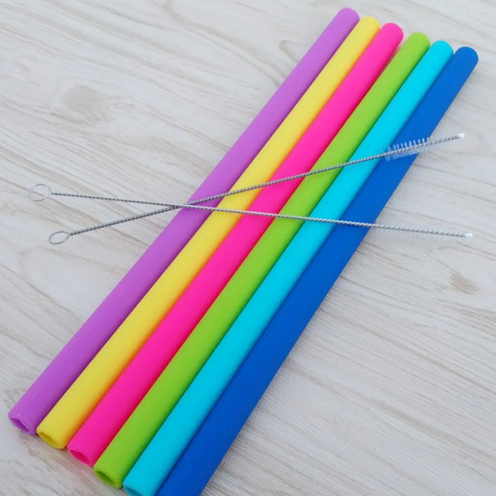 Food Grade Silicone Straws Silicone Straight Tube Juice Milk Tea Drink Straws Environmentally Friendly Silicone Straws