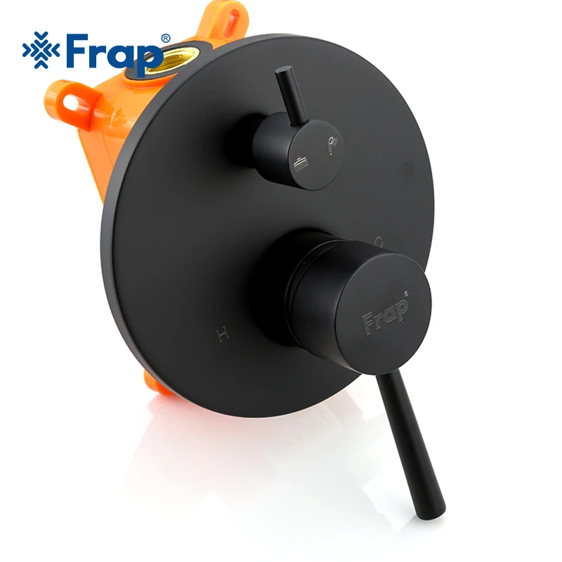 FRAP round bathroom shower faucet system brass set black rainfall shower mixer tap bathtub faucets waterfall Bath Shower Y24024