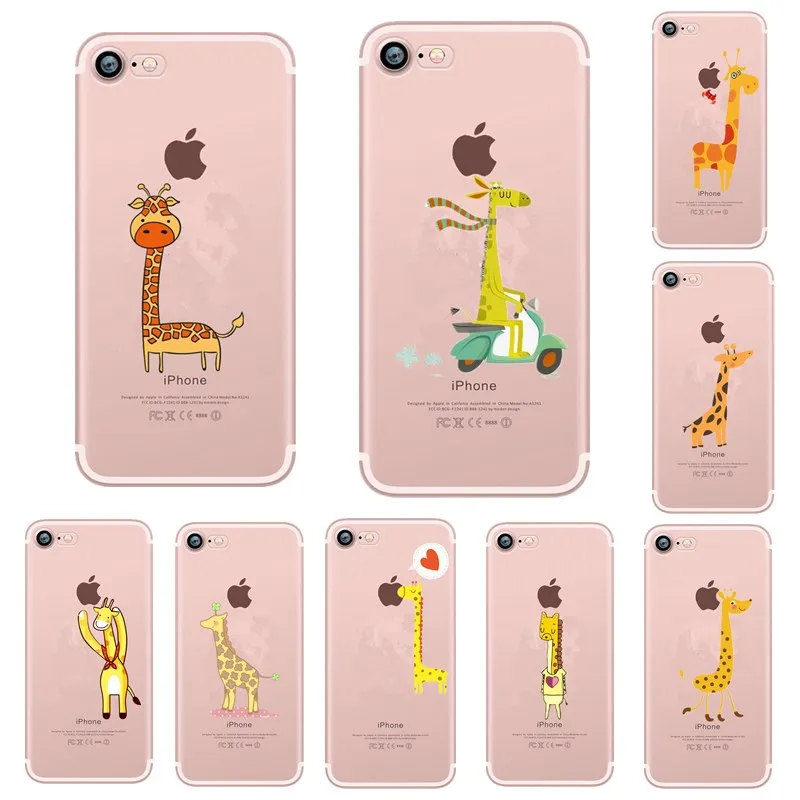 Lovely Giraffe Deer Clear Case For iphone 6 6s Plus Transparent Coque 7 8 5s 5 se X Fundas |