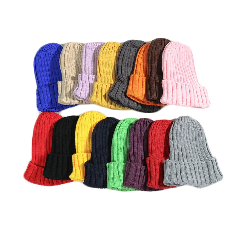 2017 Autumn and Winter Children's Wool Hat Baby Fashion Crochet Knitted Hat Boys Girls Candy Color Warm Beanie Cap Child Hat