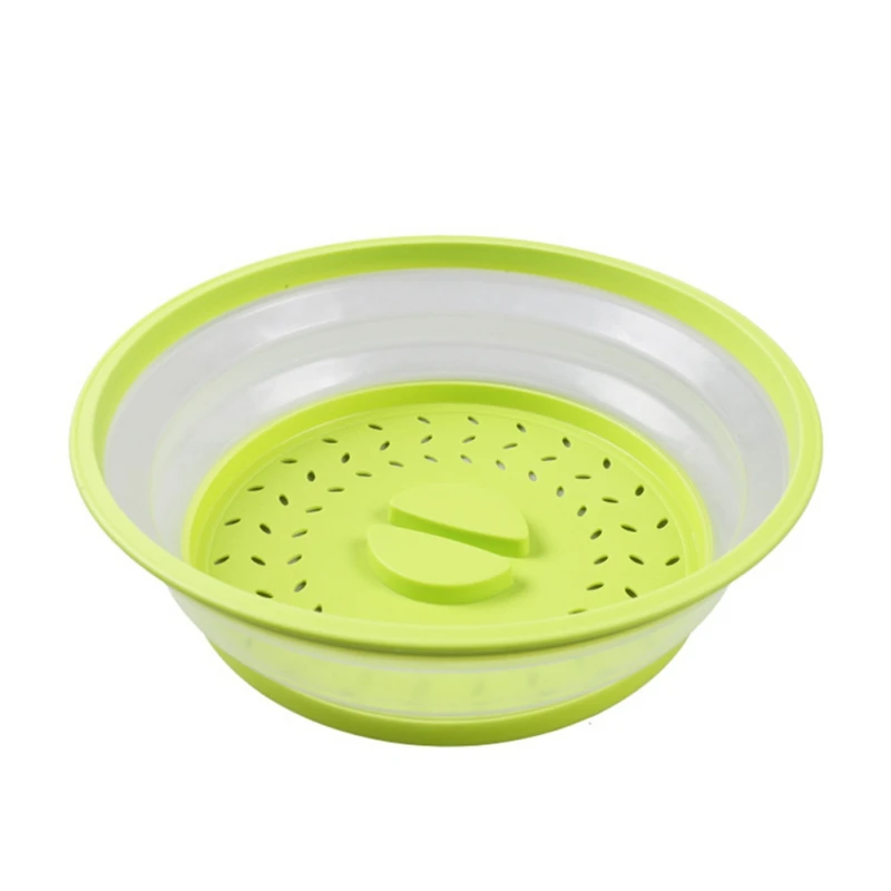 Нескользящий чехол для микроволновой печи Многофункциональный двойного назначения складной умывальник для мытье овощей кухонный инвентарь кухонная посуда для дома - Цвет: Зеленый