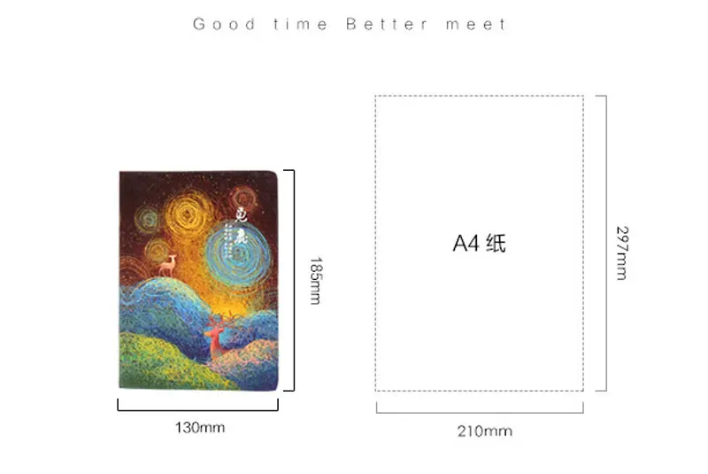 Korean-Diary-Hard-Copybook-Notebook-86Sheets-Look-For-Deer-Creative-Notepad-Hardcover-Notebook-School-Supplies06